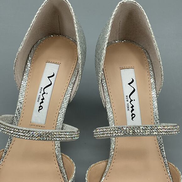 NEW Nina Women’s Brystol Evening Pumps Silver Size 5.5M - Picture 5 of 10